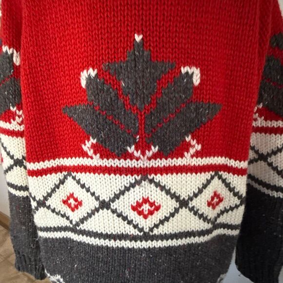 Susann D Nordic sweater womens size large red gray holidays skiing lodge winter - Picture 6 of 10